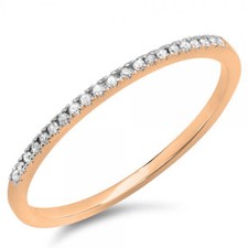 0.08 CT 10K Rose Gold Round Diamond Ladies Dainty Anniversary Wedding Band Ring