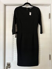 Women’s Black Matelassé Dress – Size 2 – Long Sleeve, Professional, Textured