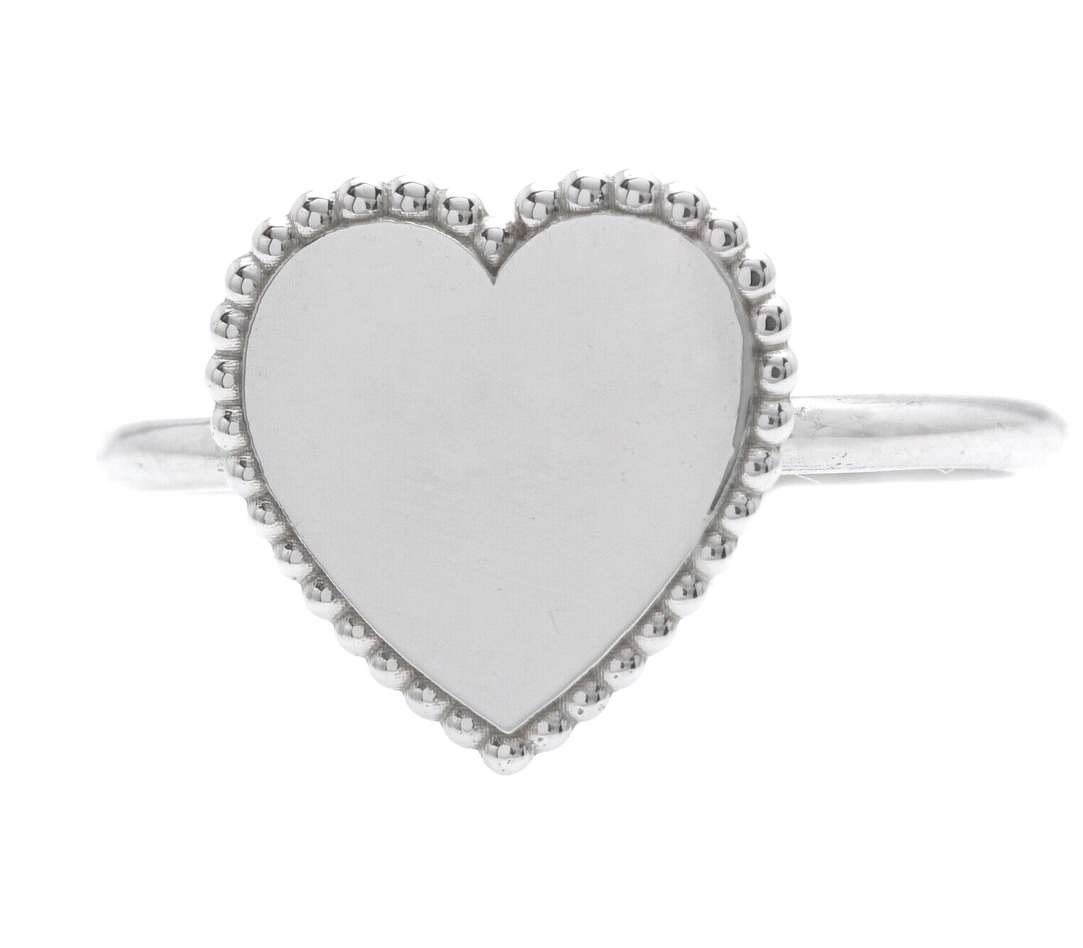 Beautiful 14K Solid White Gold Heart Ring - image 1