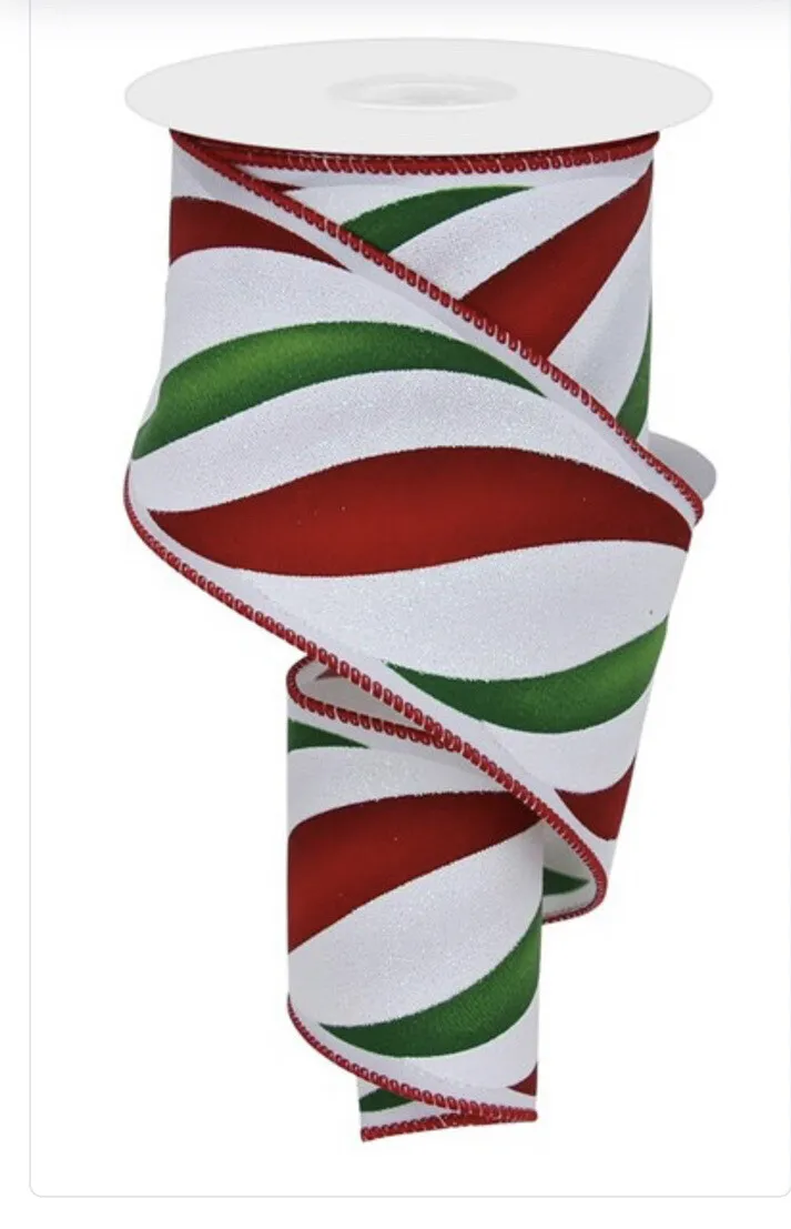 Green Striped Ribbons - Green Stripe Gift Ribbon