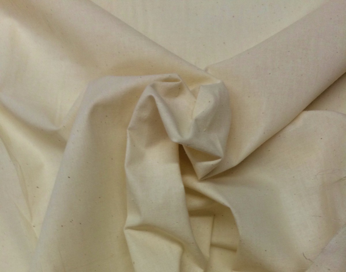 Mousseline naturelle 100 % coton, poids moyen, non blanchie, vendue au mètre, largeur 119 cm