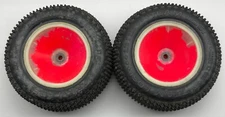 Vintage TEAM LOSI RC Wheels & Tires PAIR 2.20 x 2.00 Red Rims Car Buggy Truck