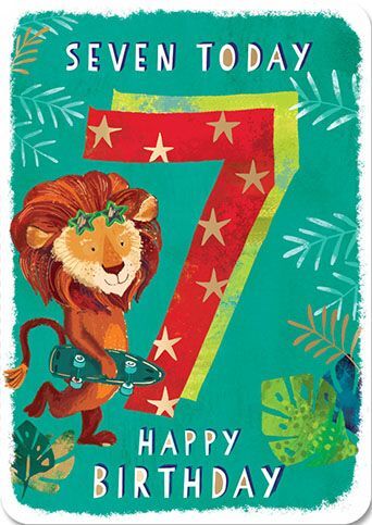 Birthday Card - 7th Seven Today - Lion -  Ling Design Quality NEW