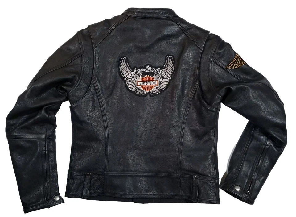 FIRST CLASSICS Womens Medium Motorcycle Patches Jacket Zip-Out Liner Long Sleeve - Image 2 of 4
