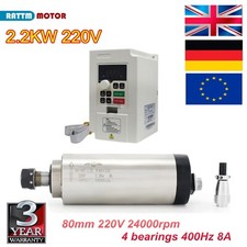 2.2KW 24000RPM Air Cooled Spindle Motor Kit with VFD 220V for Milling/CNC Router