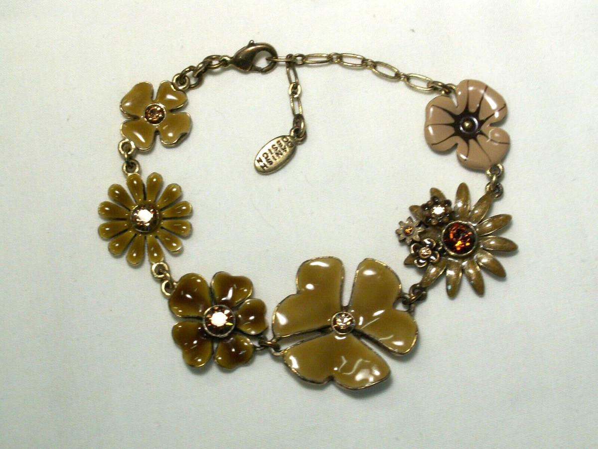 DANISH Tone, Crystals, Enamel Flower Panels 