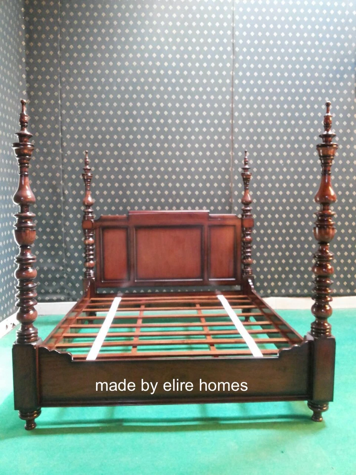 Super King size 6' mahogany Dutch Style Four poster designer canopy Bed - Image 3 of 4