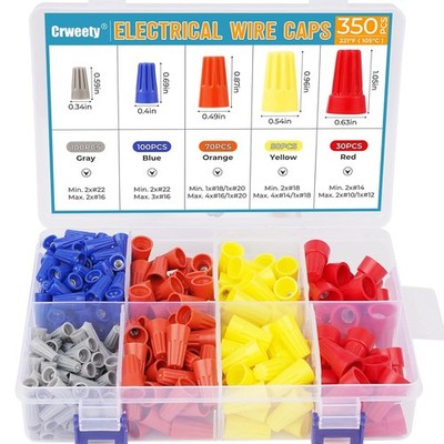 350Pcs Electrical Wire Connectors Nuts Colorful Wire Caps Kit Twist Caps Nuts