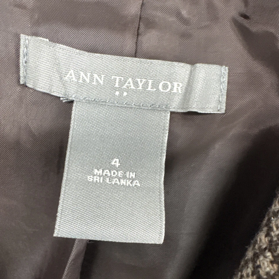 Chaqueta Blazer Ann Taylor 3 Botones Mujer Talla 4 Carrera Negocios Mezcla Lana Marrón Foto 3 de 4