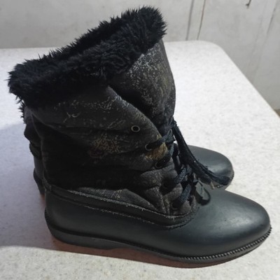 VNTG 90s Tundra Sherpa Winter Snow Boots 7 Retro Canada Duck Boot Tapestry Warm