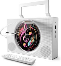 Portable CD Player Boombox W/ Bluetooth Rechargeable CD Player W/ FM Radio USB