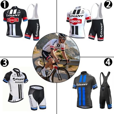 Herren Pro Team Radtrikot Set Kurzarm Bike Shirt Gel Gepolstert Trägerhose