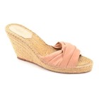 Ladies Loeffler Randall Knotted Wedge Slide Sandals 10 B Nude Leather Heel Shoes — photo 4