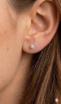 Lab Grown Round D/VVS2 Diamond Push Back Ohrstecker S925 Damen Herren Mädchen