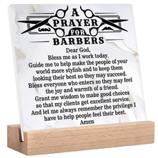 Barber Prayer Sign, Shop Desk Decor, Gifts 3.9 inches, Prayer08 