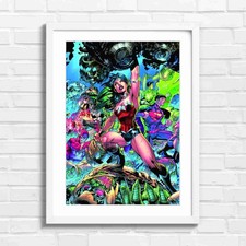Justice League Heroes Squad Action Original Framed Wall Art Print Large Picture