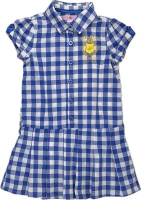 Beverly Hills Polo Club Kids Blue Cotton Short Sleeve Collared Gingham Dress 4