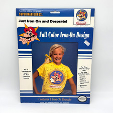 VTG Super Mario Bros Nintendo Iron On Shirt Design Deadstock Video Game Promo