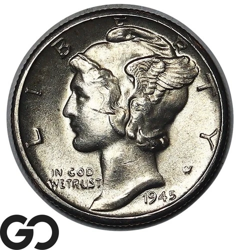 1945-D Mercury Dime Choice GEM BU++