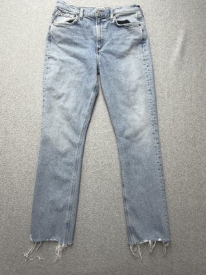 AGOLDE Merrel Jeans Womens 28 Blue Light Wash High Rise Straight 28x28 Raw Hem