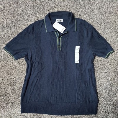 NWT Goodfellow & Co Men s Extra Extra Large Sweater Polo Shirt Blue XXL