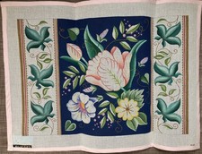 Handpainted Needlepoint Canvas  ALawford Flower Deco   Must Read Description 
