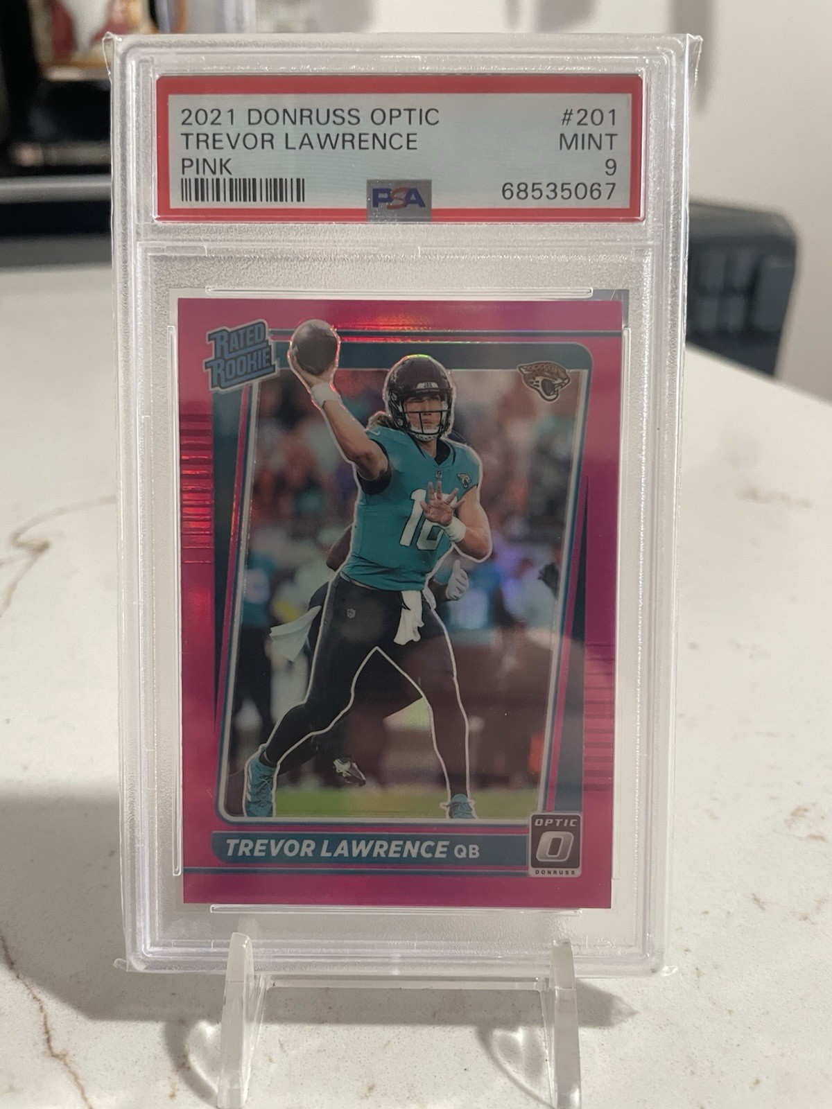 2021 Donruss Optic Rated Rookie Trevor Lawrence #201 Pink Prizm (RC) PSA 9 Mint