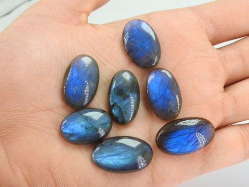 Labradorite Smooth Cabochon Lot 7 Piece 27X16X5To23X16X5MM Approx - Picture 10 of 10