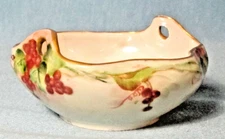 Vintage Open SALT DIP   Nut Dish Hand Painted Pierced Handle Austria Porcelain