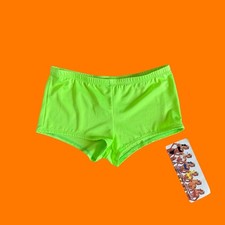 90's vintage neon green boy shorts bikini bottoms L deadstock
