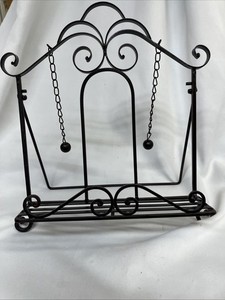 Farmhouse Metal Cookbook Stand ~ Book Holder ~ Easel w/ Weighted Chains 13 X 14