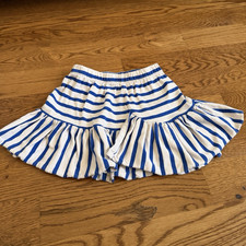 Crewcuts Girls Short Skirt Blue White Striped Ruffle Size 4/5 Elastic Waist