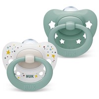 Schnuller 0-6M Nuk Signature Silikon Herzform GrüN Sterne Bpa-Frei 2 Stk