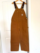 NWT Carhartt R01 BRN Duck Bib Overalls 38x30 Brown Double Knee Unlined Workwear