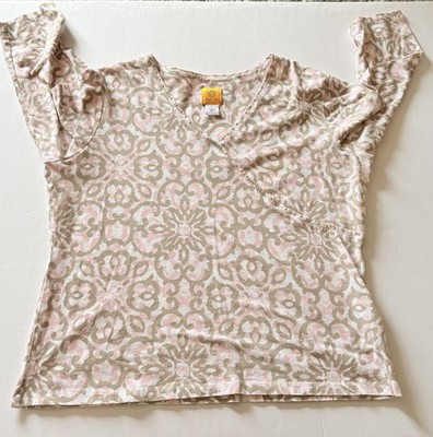 Ruby Rd Womens Large Pastel Top V Neck Studded Crossover Effect Subtle Sparkle