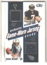 2002 Pacific Heads Up Game Worn Jersey Quads Michael Vick Daunte Culpepper #48