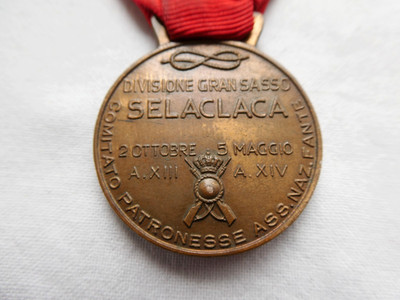 GRAN SASSO SELACLACA EAST AFRICA COLONIAL AOI DIVISION MEDAL 1935