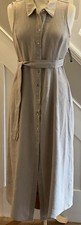 Bnwt Linen Mix Sleeveless Colour Oatmeal/cream Dress, Belted Size 12, Summer.
