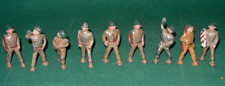 Lot of 9 1930s Barclay Manoil WW1 Toy Soldiers Flag Bugle Marching Green Helmet