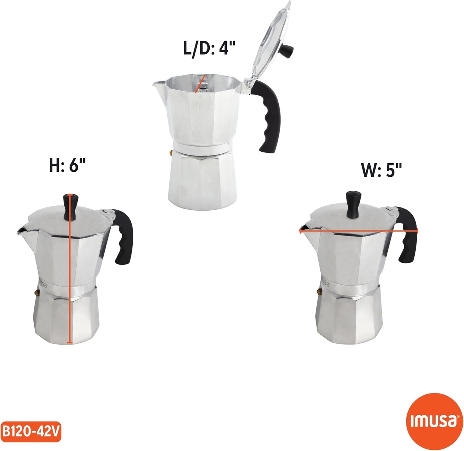 Stylish Aluminum Stovetop Espresso Coffeemaker – 3-Cup Capacity, Manual Use