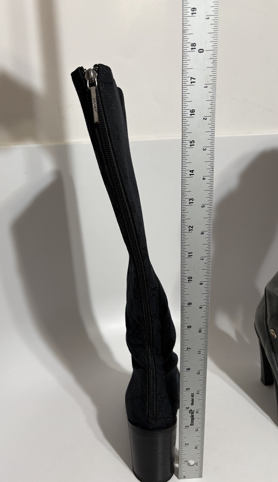 Vtg Gucci by Tom Ford Black Canvas Monogram Boots 37 thumbnail 10