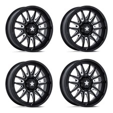 Set 4 15 Msa Offroad Wheels M55 Commander Utv Black Milled 15x7 5x4.5 10mm Rims