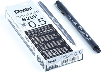 Arts Pointliner Pen, (0.5Mm), Black Ink, Box of 12 (S20P-5A)