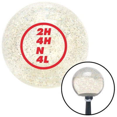 Red Transfer Case #8 Clear Metal Flake Shift Knob w/ M16x1.5 Insert Shifter