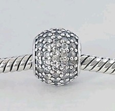 Genuine Pandora Bracelet Silver Charm - Sparkling Silver Pave Ball S925 ALE