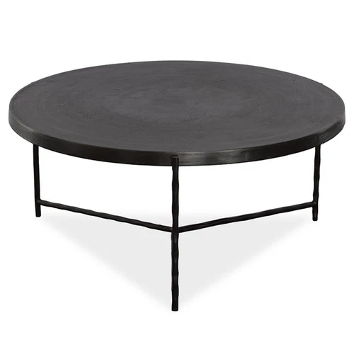 Uttermost Trellick Round Top Modern Aluminum Coffee Table in Black - Picture 3 of 5