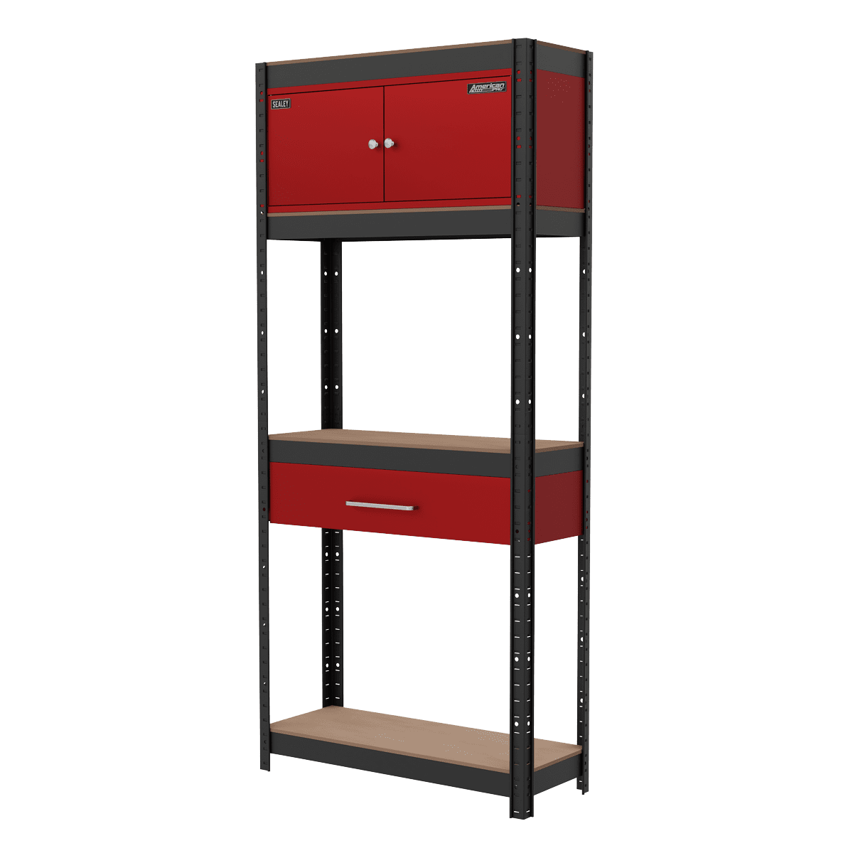 Sealey AP830R Shelving Unit 4-Tier with Cupboard and Drawer