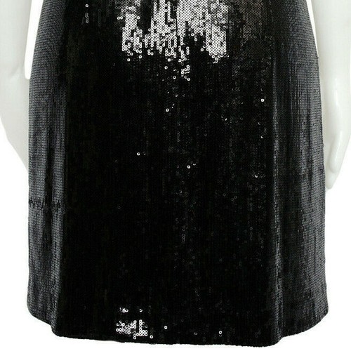 Black Sequin Dress Retro 1960s Sheath Style with White Satin Collar Ann Taylor - Picture 9 of 11