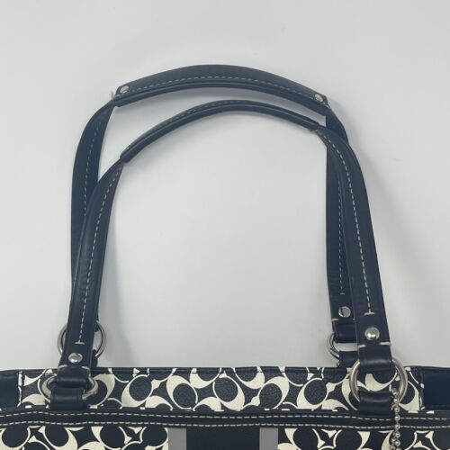 Vintage Coach Tote Shoulder Bag Black White Chelsea Heritage Signature Logo C - Picture 2 of 24