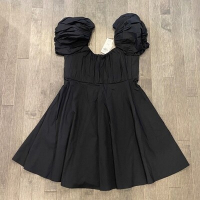 black dress abercrombie Retro Off the Shoulder Tulle Black Party Dress with Flowers – FancyVestido main image 1